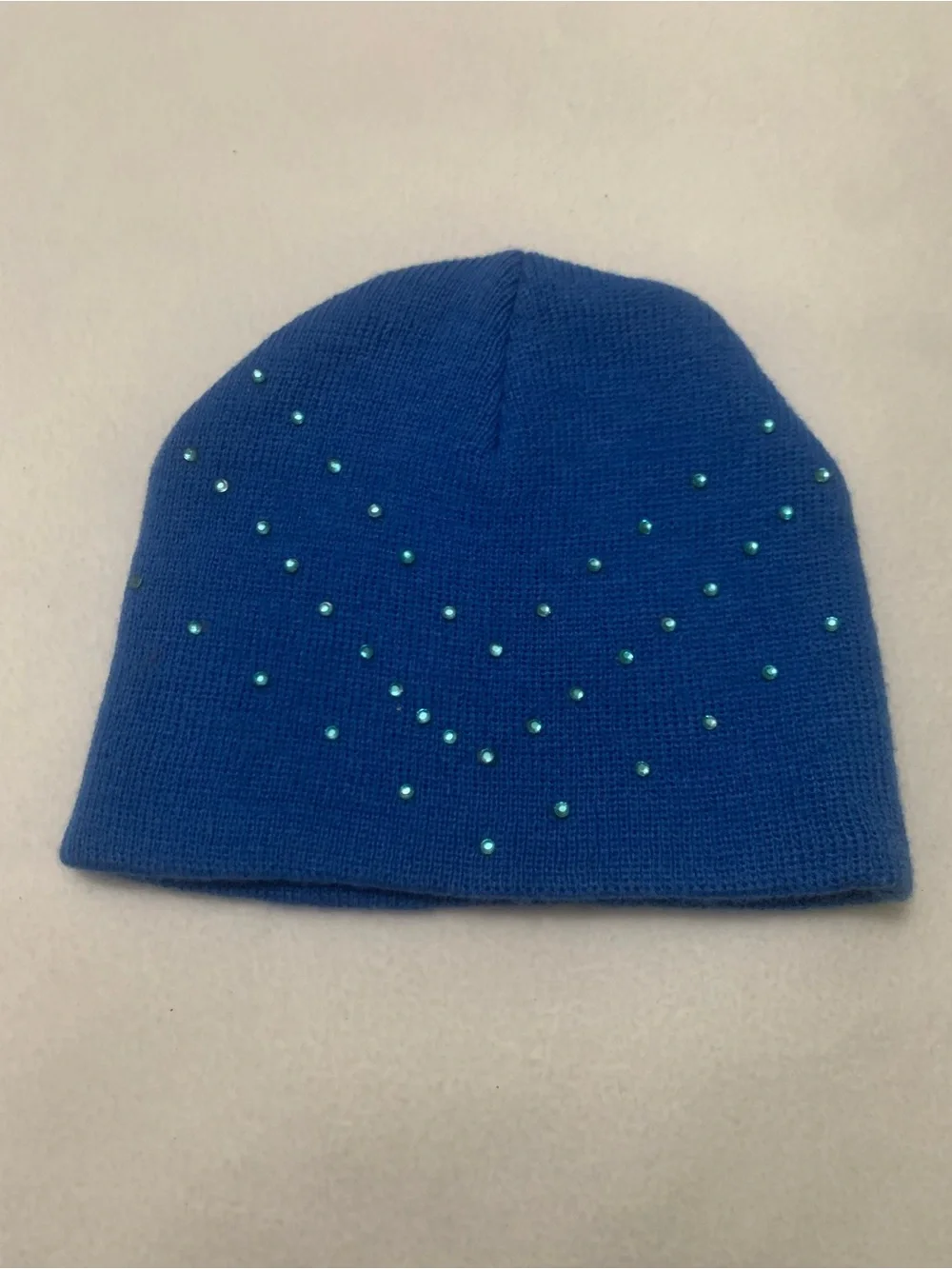 7 Pice Kids  Knit Beanie With Rhinestones - Black, Blue, Hot Pink